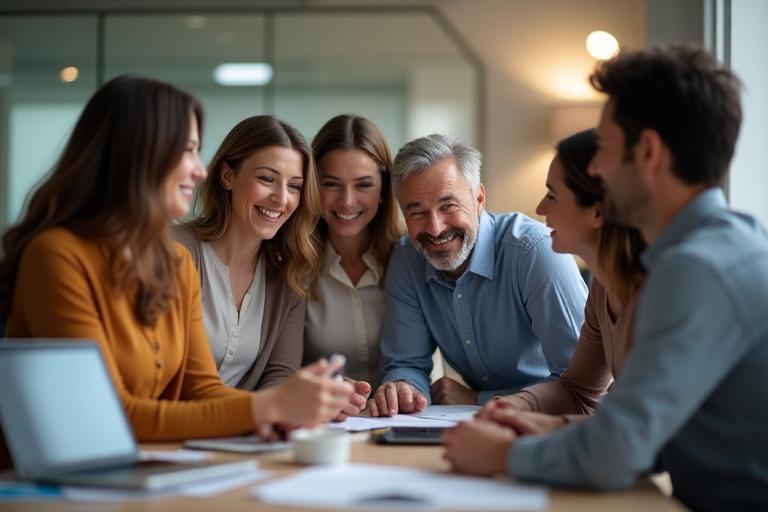 Il team di TecnoIncontri riunito durante una produzione